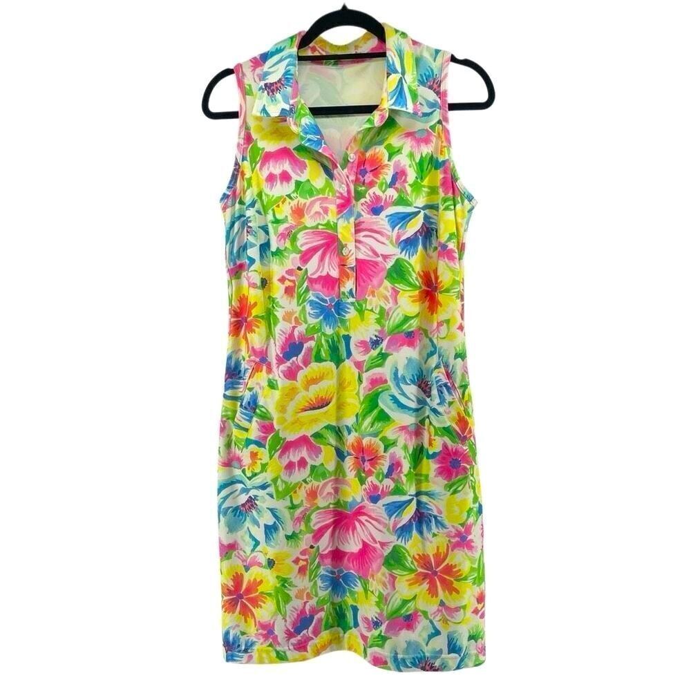 Tee 2 Sea Sleeveless Floral Golf Dress M Collared Pockets Resortwear Vacation